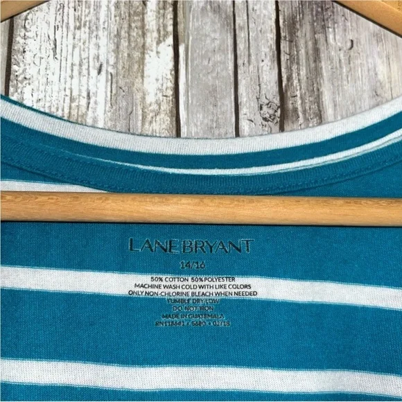 Lane Bryant Blue Stripe Open Shoulder Blouse - Picture 6 of 6